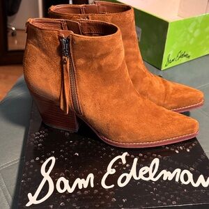 Sam Edelman Women's Brown Suede Ankle Booties